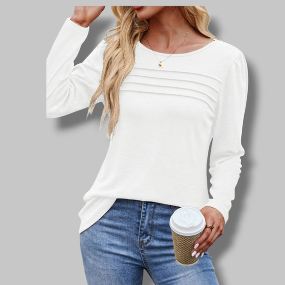 Fantaslook - Large White Long Sleeve Women's Top - Picture 7 of 9